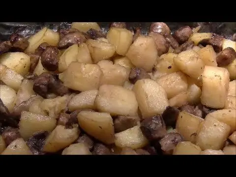 Potatoes with mushrooms: how to bake in the oven? Video