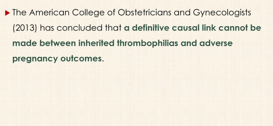 Pregnancy with thrombophilia, consequences