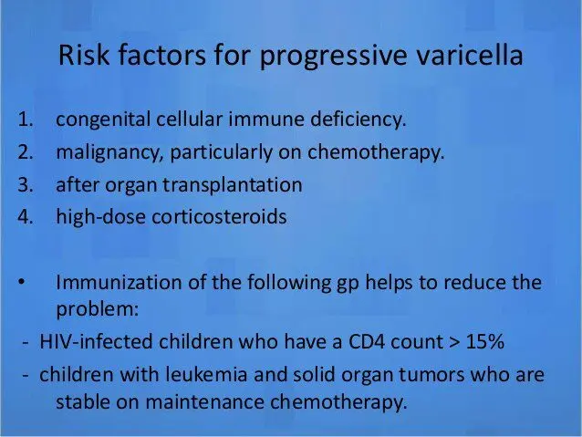 Prevention and risk factors for chickenpox