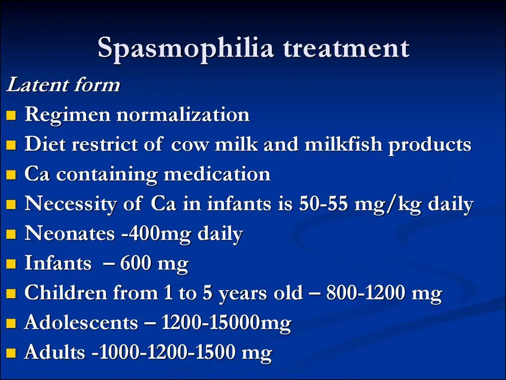 Medical treatments for spasmophilia