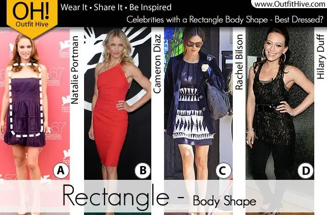 Rectangular body type: star examples, photo