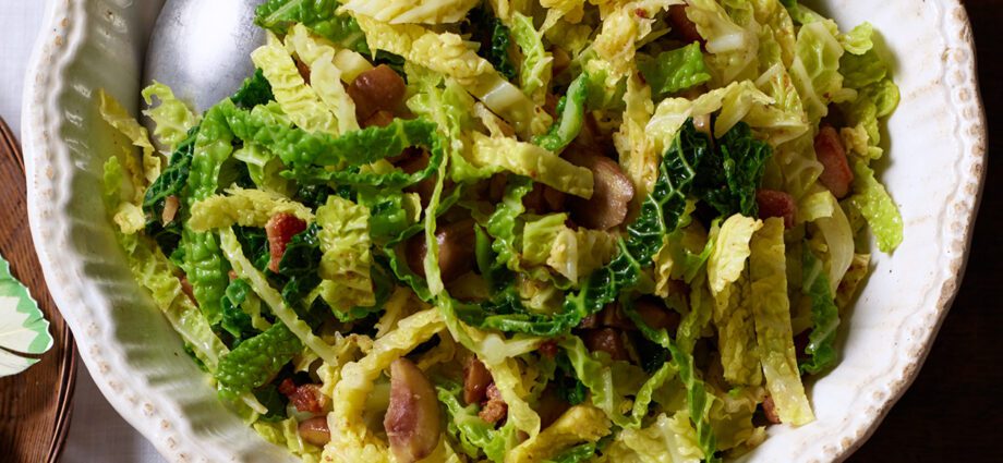 Savoy cabbage with bacon: salad recipe. Video