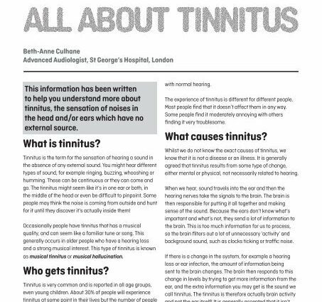 Sites of interest regarding tinnitus