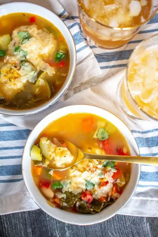 Soup with dumplings and zucchini