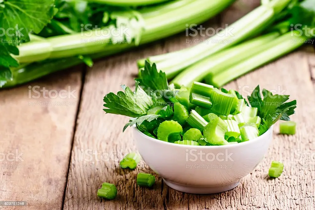 Spicy salad with stalked celery. Video