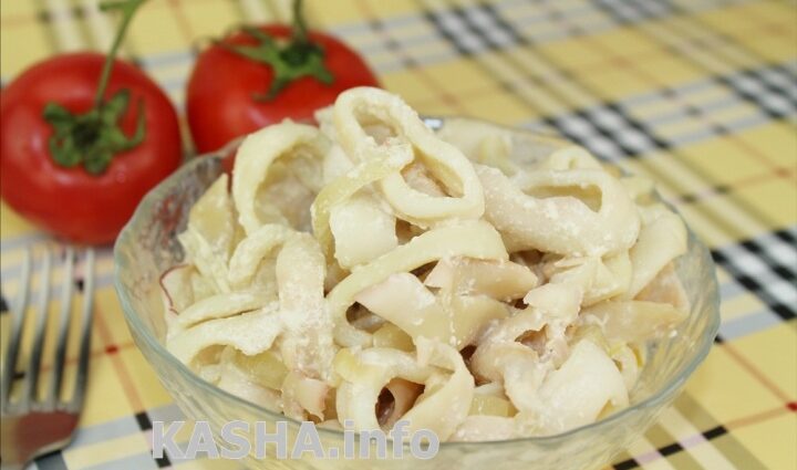 Squid stewed in sour cream. Video