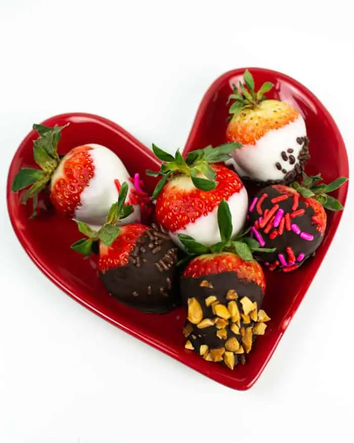 Strawberries with chocolate and assorted topping