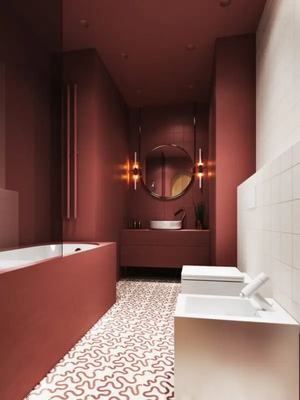 Stylish bathroom: interior in red