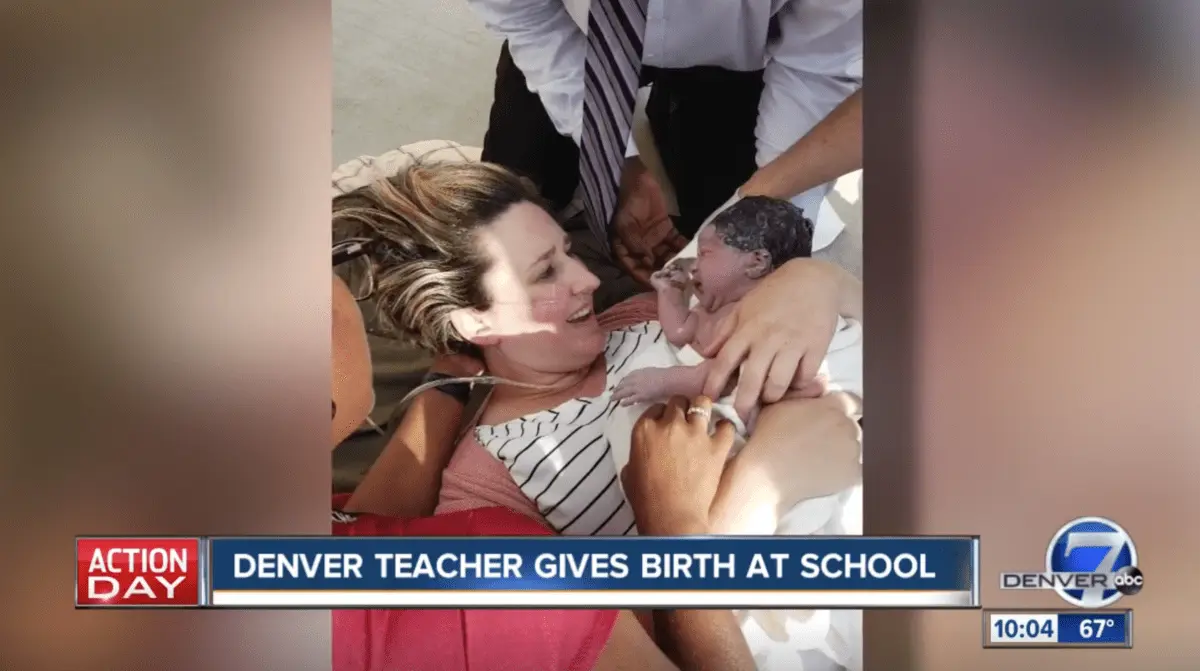 Teacher gave birth on the sidewalk next to her school