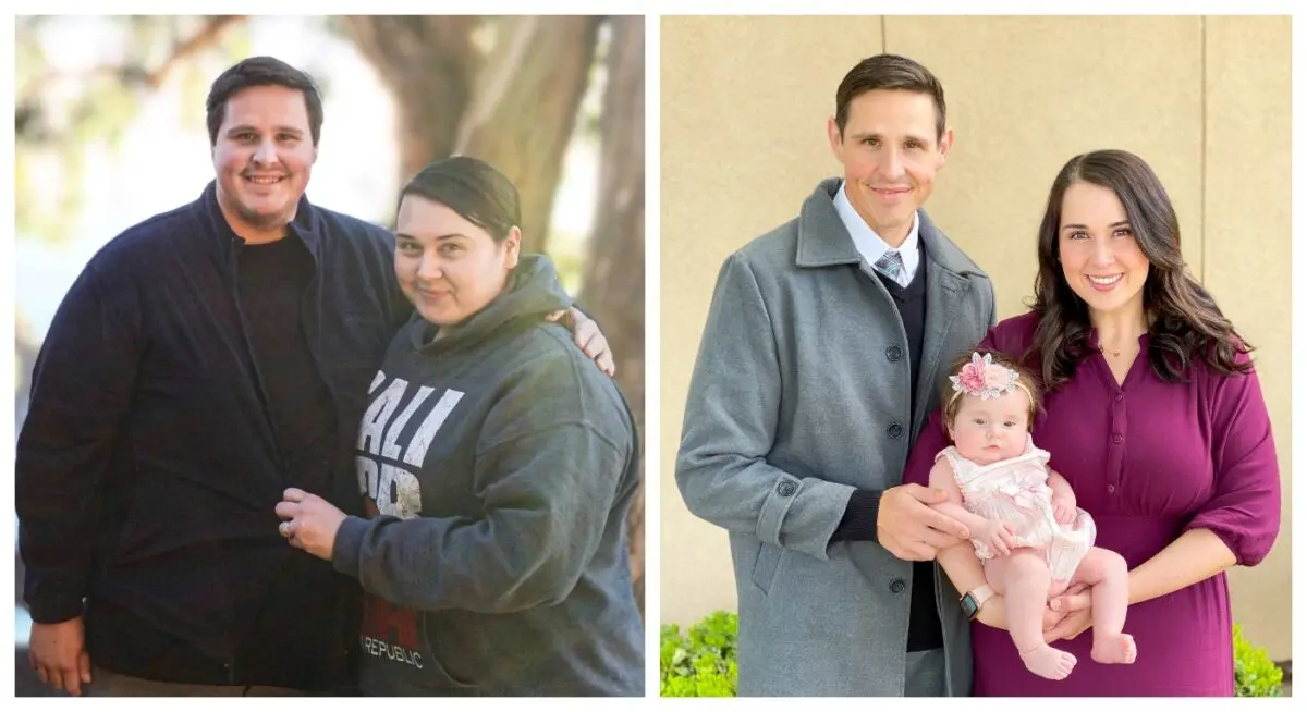 The couple lost 120 kg for two to conceive