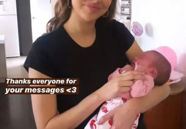 The model did not know she was pregnant until she gave birth in the bathroom