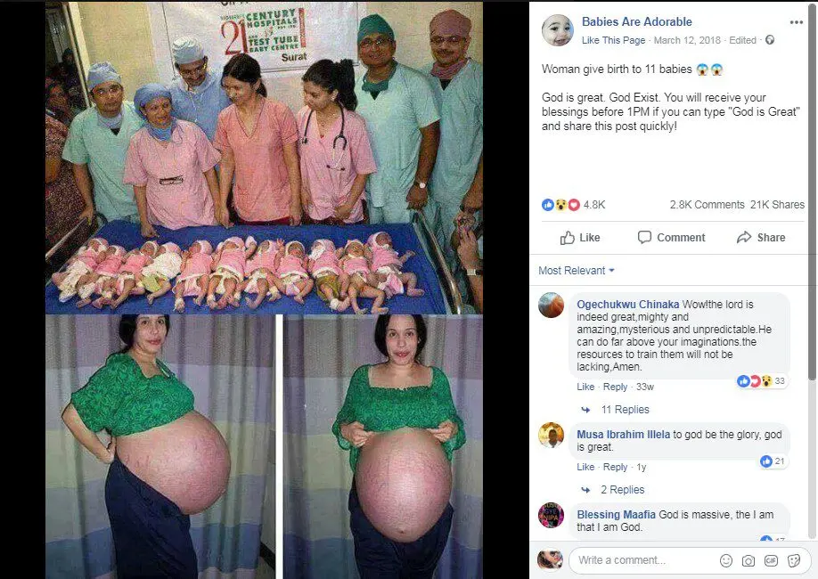 The woman gave birth to 10 sons in a row