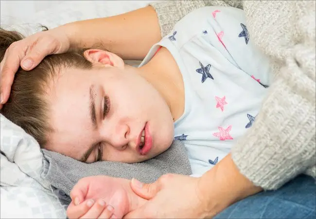 What seizures look like against a background of high fever in a small child