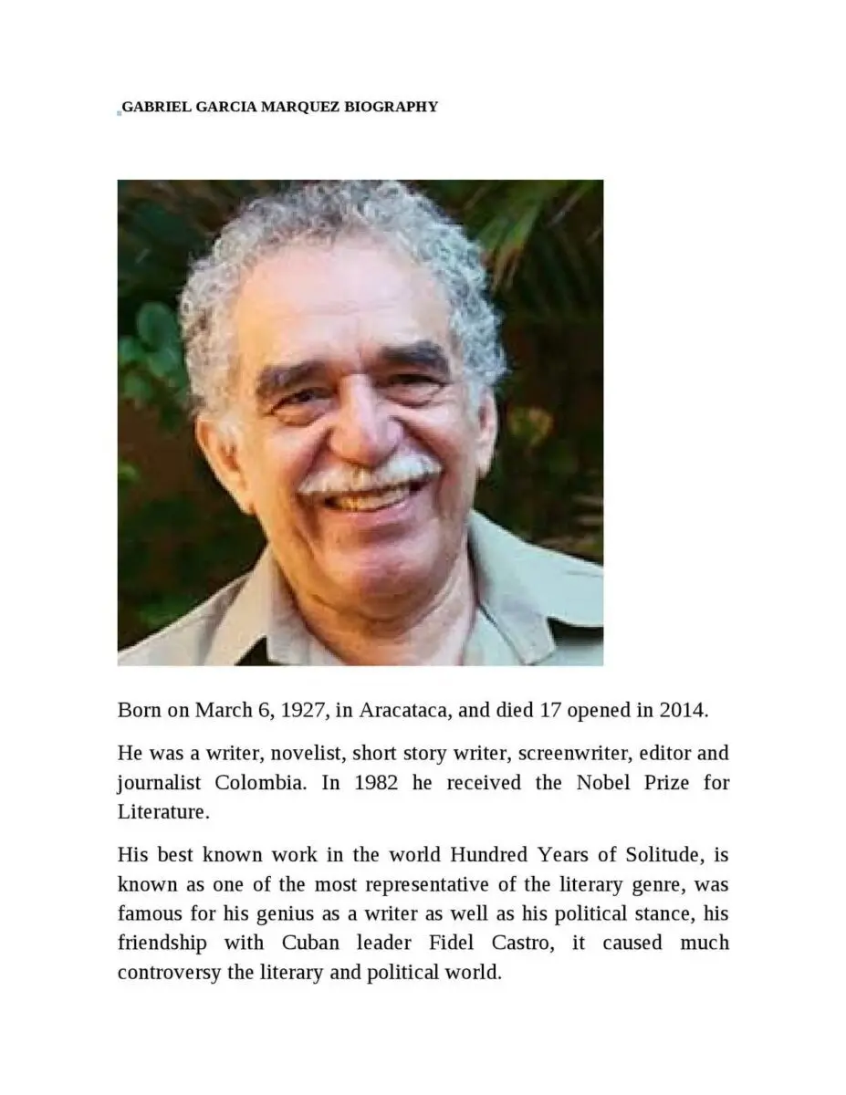 Gabriel García Márquez: biography and creativity