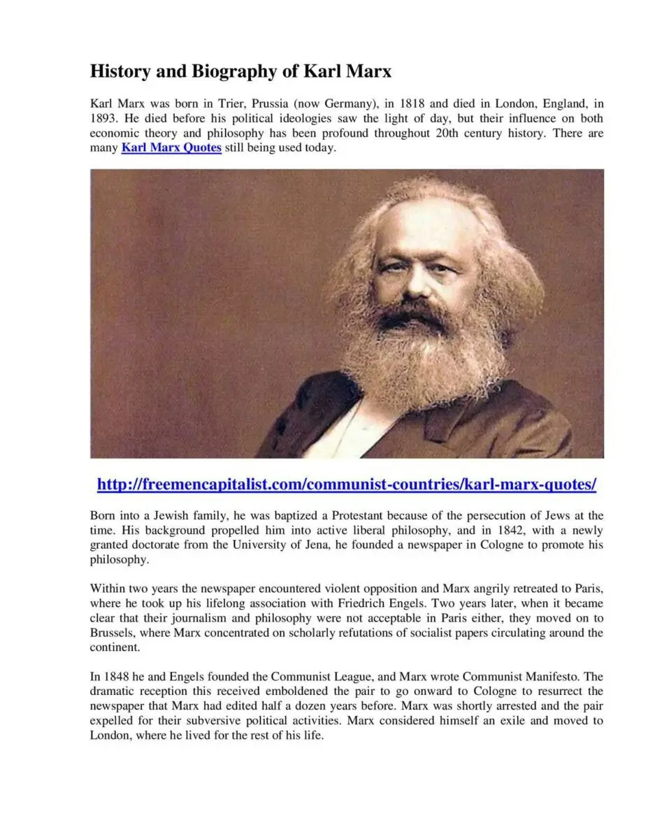 Who is Karl Marx: a brief biography and his philosophy