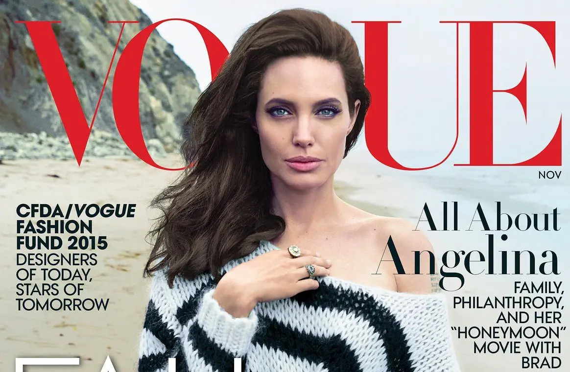 Angelina Jolie poses with family for Vogue magazine