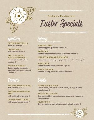 Easter: holiday menus