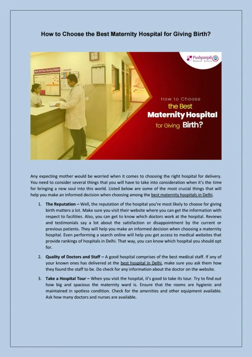 How to choose the right maternity ward