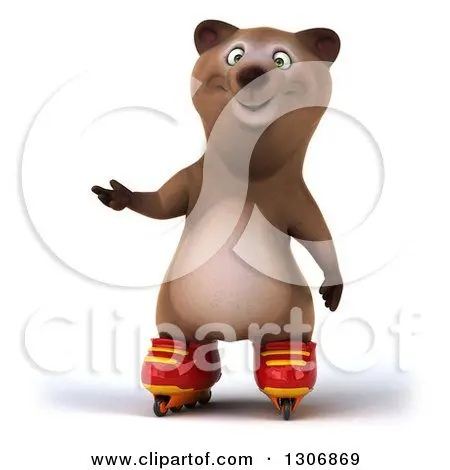 Little Brown Bear is rollerblading