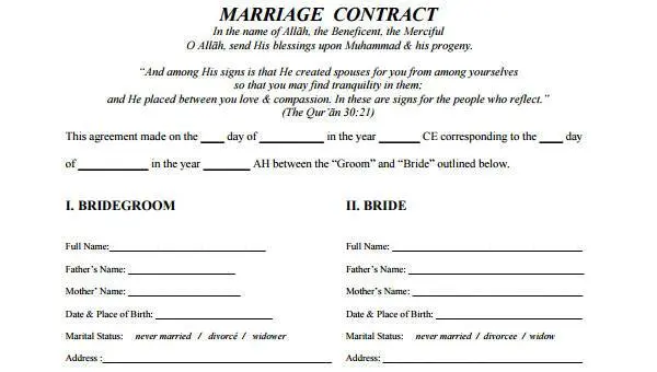 Marriage contracts