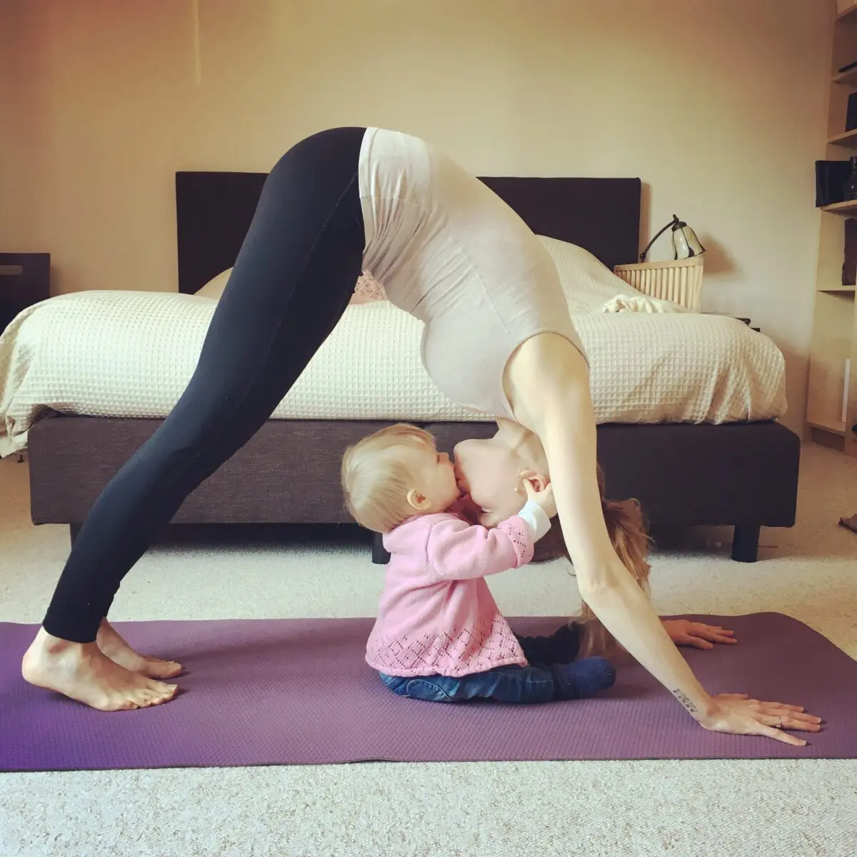 Mom-baby yoga session