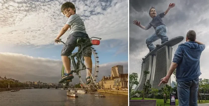 Photos: a dad creates humorous scenes with his family