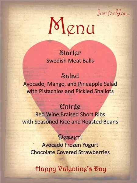 Your Valentine&#8217;s Day menu