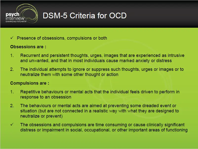 5 symptoms of obsessive-compulsive disorder