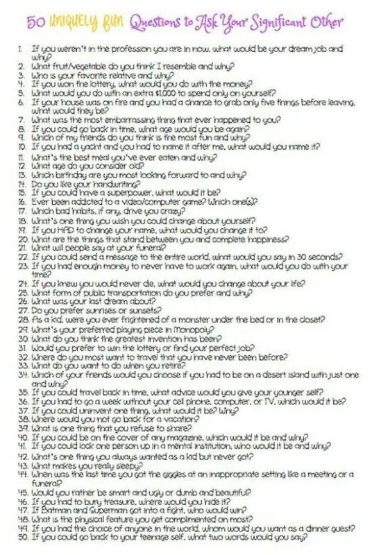 50 questions to sort out relationships