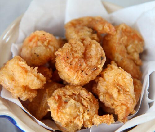 Boiled and fried shrimp recipe