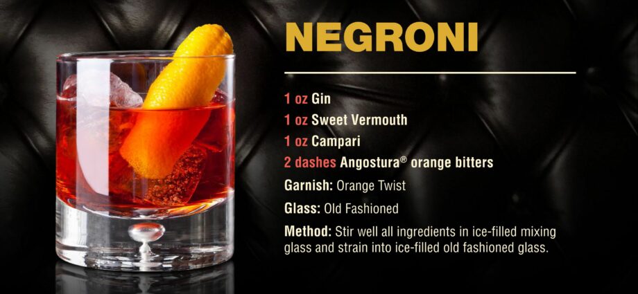 Classic cocktail recipe Negroni and Negroni 2