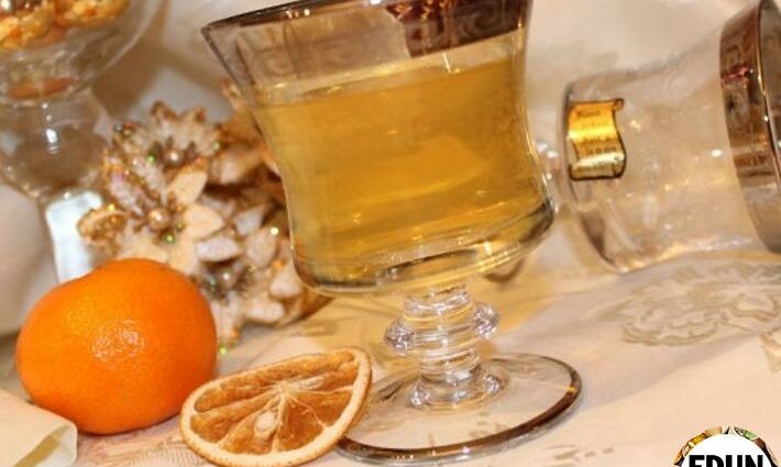 Festive tincture of tangerines on vodka (alcohol, moonshine)