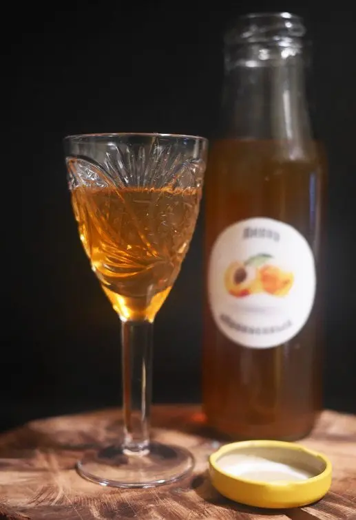 Homemade apricot liqueur