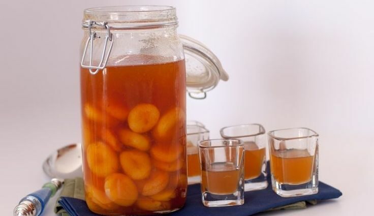 Homemade apricot liqueur