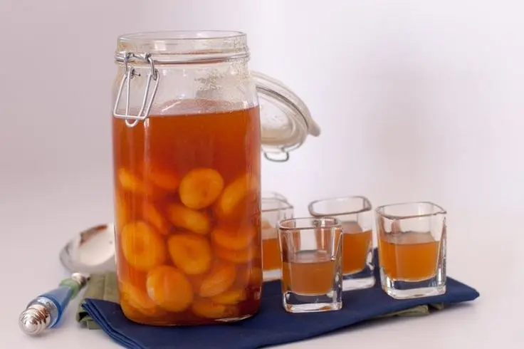 Homemade apricot liqueur