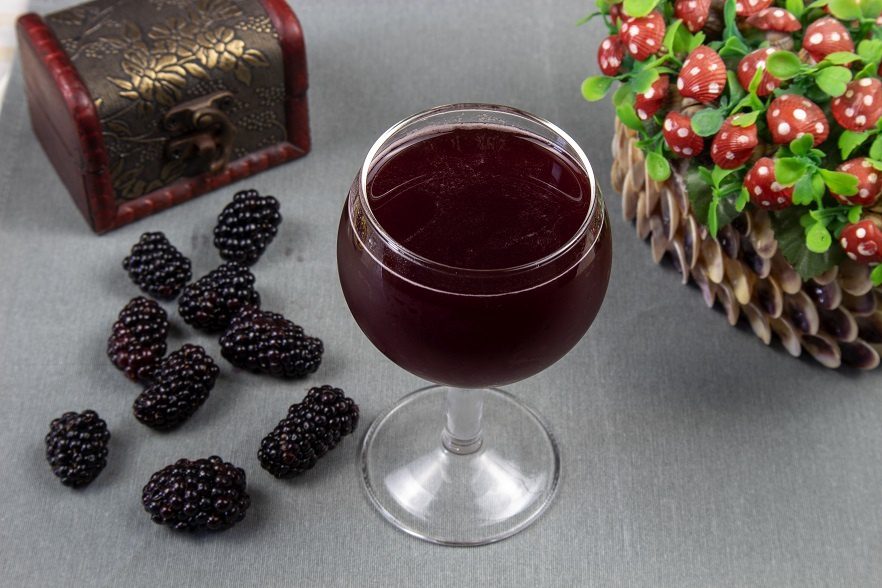 Homemade blackberry wine