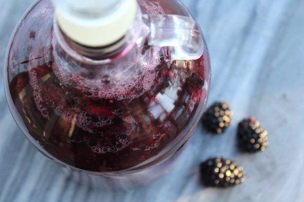 Homemade blackberry wine