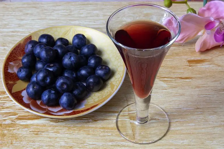 Homemade blueberry liqueur