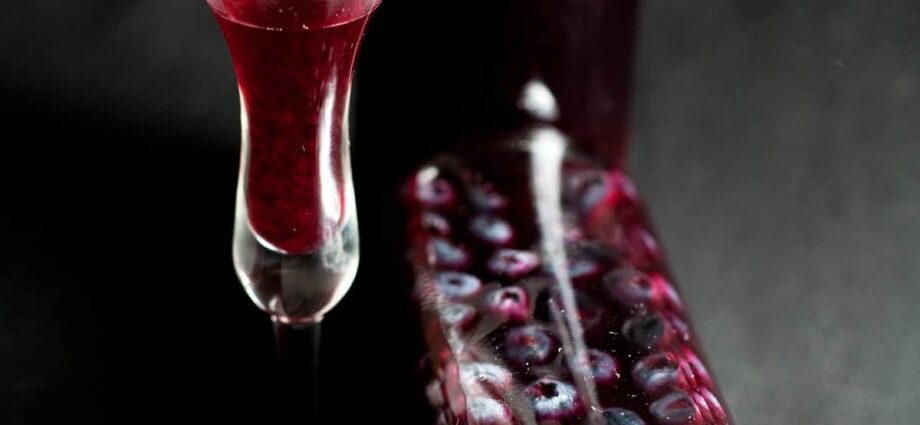 Homemade blueberry liqueur