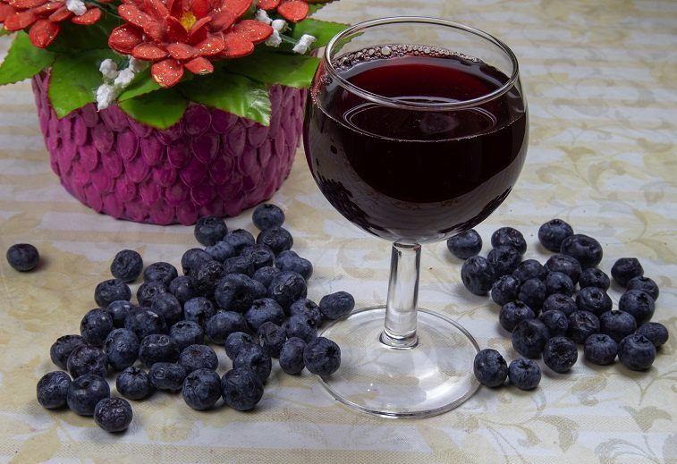 Homemade blueberry wine