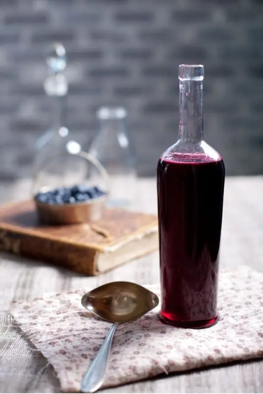 Homemade blueberry wine