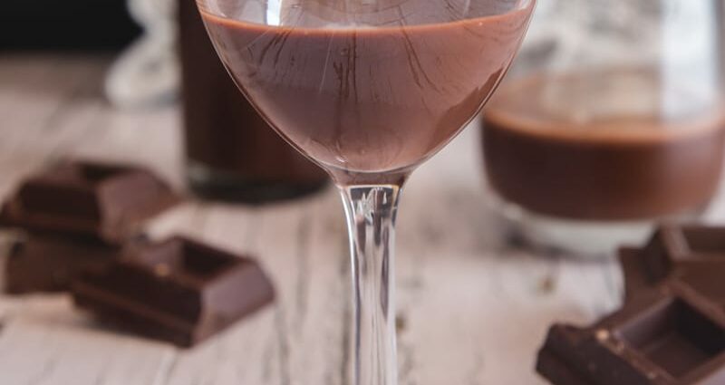 Homemade chocolate liqueur