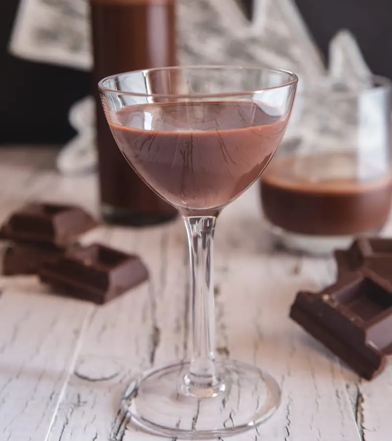 Homemade chocolate liqueur