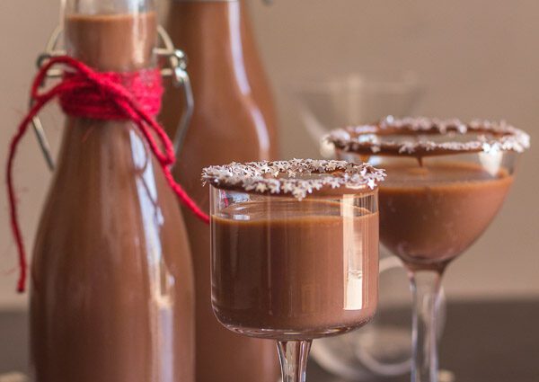 Homemade cream liqueur and Nutella liqueur