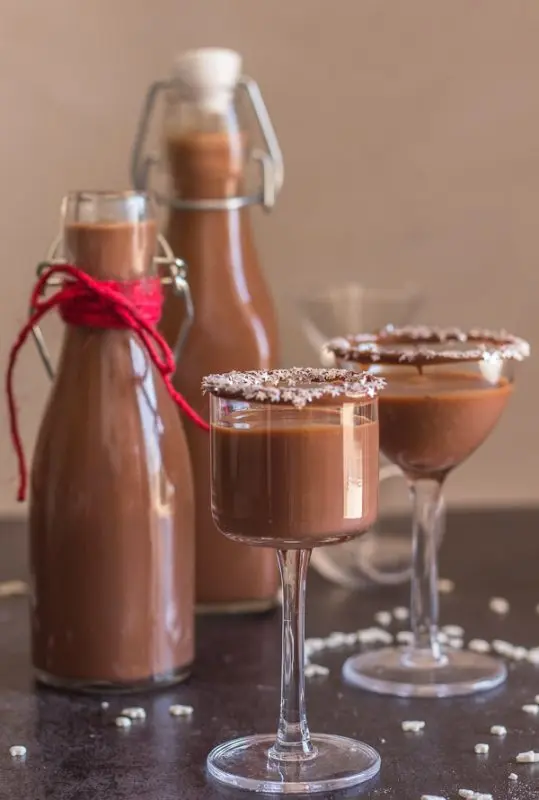 Homemade cream liqueur and Nutella liqueur