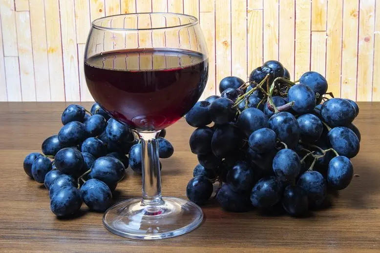 Homemade dry wine from grapes (red or white)