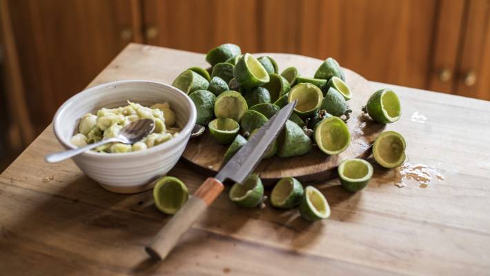 Homemade feijoa liqueur with lemon