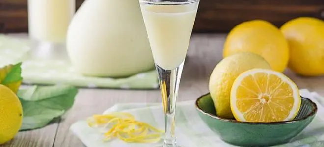 Homemade lemon liqueur based on zest and juice