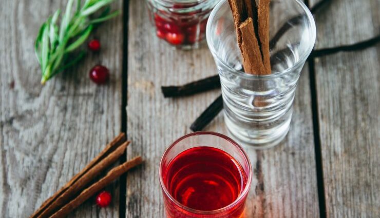 Homemade lingonberry liqueur