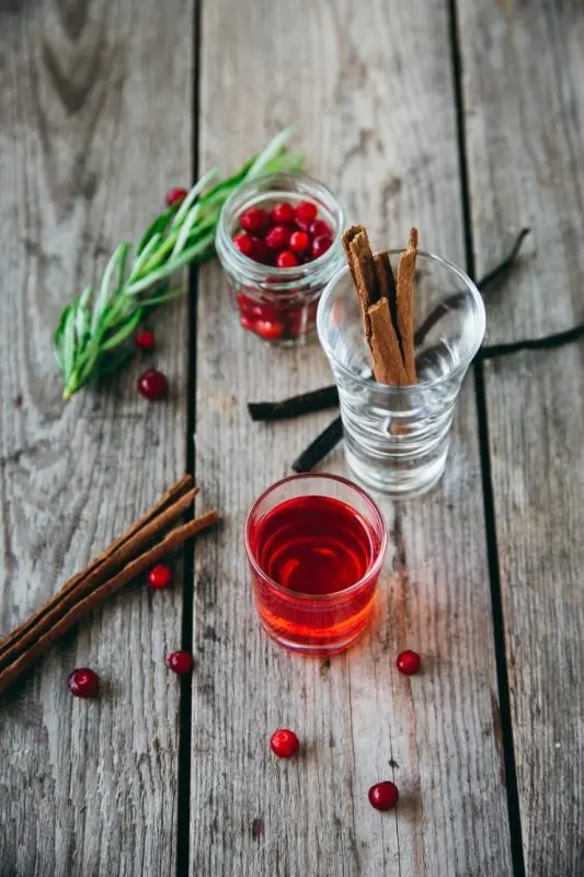 Homemade lingonberry liqueur